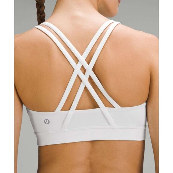Sz 10 Lululemon Energy Sports Bra White Strappy Athleisure Activewear Yoga Gym - Picture 1 of 5